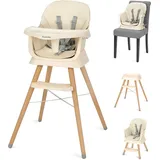 Ezebaby Hochstuhl baby 6 in 1 Sitzerhöhung Kinderstuhl Barhocker, Multfunktional Kinderhochstuhl, Beine aus Holz, mit 5-Punkt-Gurt, Fußstütze, abnehmbare Tablett für Kinder ab 6 Monate