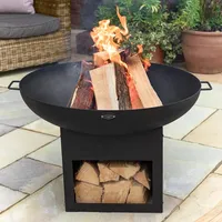 Harrier Outdoor Feuerschalen [5X Stilen] – Feuerschalen für den Garten | Geeignet für Holz & Kohle | Optionaler Grillrost | Feuerstelle Outdoor (Feuerschale nur, Feuerschale mit Unterlage [75 cm])