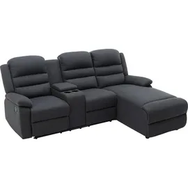 vente-unique Ecksofa mit Relaxfunktion aus anthrazitfarbenem Stoff - Anthrazit - MACEDONIA