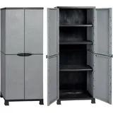 Kreher 2 x Kunststoffschrank, Schrank im Rattan Design in Grau. Jeder Schrank mit abschließbaren Türen, Vier Füßen und 3 höhenverstellbaren Böden. Maße pro Schrank BxTxH ca. 68 x 40 x 171 cm.