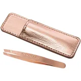 Tweezerman Mini Slant Tweezer & Case Rose Gold