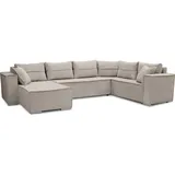ax living Ecksofas Groß Lovere 314 Cm – Sofa Beige Mit Schlaffunktion & Strukturstoff