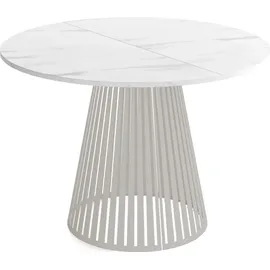 WFL GROUP Esstisch Ø 120 cm marmor weiß