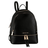 Michael Kors Rhea Zip, Rucksack aus Leder mit Bodenfach, Black, 1