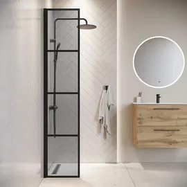 Badplaats Essos Walk-In-Dusche 40 x 200 cm Schwarz Grauglass