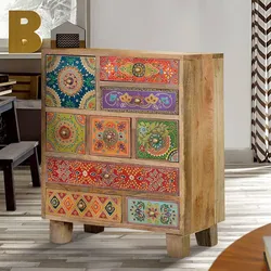 Schubladenkommode Holzkommode handbemalt im Boho Style