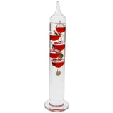 KOCH Galileo KISS Thermometer, (M), 34 cm, 5 Herzkugeln, rot