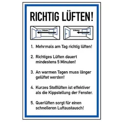 Hinweisschild - Richtig lüften (Ausführung: Kunststoff (300 x 200 mm))