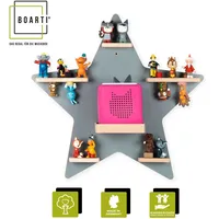 BOARTI Kinderregal Stern hängend für Toniebox und Tonie Figuren platzsparendes Regal Maße: H. 55 x B. 52 x T. 19 cm Wandregal für Musikbox und Figuren Aufbewahrung mit Magneteinsätzen Aufbewahrungsregal Holz