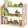 Relaxdays Kinderregal Haus 59 x 61 x 39 cm Holz natur bronze