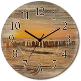 ARTland Wanduhr Sonnenuntergang am Strand wahlweise mit Quarz- oder Funkuhrwerk, lautlos ohne Tickgeräusche, orange