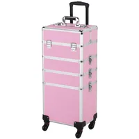 Yaheetech 4 in 1 Kosmetikkoffer groß Schminkkoffer Kosmetikorganiser Multikoffer Schmuckkoffer Friseurkoffer Handgepäck Beauty Case Rosa