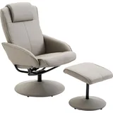 Homcom Relaxsessel Kunstleder 78 x 98 x 71 cm Grau mit Hocker
