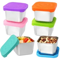 6 Stück Edelstahl Snackboxen Set Lebensmittelbehälter, Bright-Metall-Lunchbox Snackbehälter, Kleine Snack-Aufbewahrung, Meal Prep Box für Snack, Salat, Obst & Joghurt mit Deckel, Gefrierdosen Set