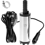 QWORK® 12V Wasserpumpe 38MM, Dieselpumpe mit Zigarettenanzünder Stecker, Edelstahl, 3M Netzkabel, für Diesel, Kerosin, Wasser