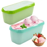 MIUUIPI 2er-Set Eisbehälter für Speiseeis 1.5L, Wiederverwendbare Gefrierschrank Aufbewahrungsbehälter, BPA-frei, Hausgemachte Eiscreme-Behälter Gefrierdosen für Selbstgemachtes Eis, Sorbets, Joghurt