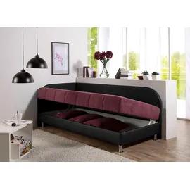 MAINTAL Polsterliege MAINTAL, rot (schwarz, beerenfarben), B:86cm L:206cm, Bezug: 100% Polyester. Seitenteile: 100% Kunstleder. Rückenteil: 100% Kunstleder, Komplettbetten