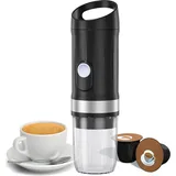 Tragbare elektrische Espressomaschine, kabellos, zum Aufwaermen und Kaltbruehen, 3 oz Einzelportions-Mini-Kaffeemaschine mit 3-IN-1-Kaffeepulver/N-... - Schwarz