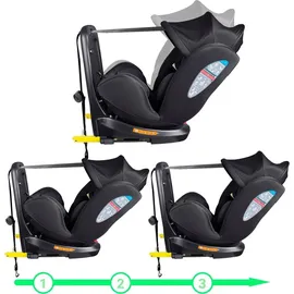 XOMAX XZ-16 Kindersitz drehbar 360° mit ISOFIX und Liegefunktion I mitwachsend I 0-36 kg, 0-12 Jahre, Gruppe 0/1/2/3 I 5-Punkt-Gurt und 3-Punkt-Gurt I Bezug abnehmbar, waschbar I ECE i-Size 129R