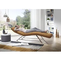 W.Schillig Relaxliege daily dreams Leder/Polyester 75 x 91 x 170 cm Gelb mit Kissen