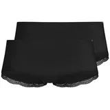 SKINY 2er Pack Damen Unterhose Unterwäsche Boyleg Shorts, Farbe:Schwarz, Artikel:-7665 Black, Größe:38 - 38