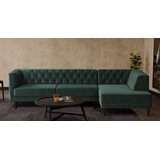 Casa Padrino Luxus Ecksofa Grün / Schwarz 262 x 178 x H. 74 cm - Wohnzimmer Sofa mit edlem Samtstoff - Wohnzimmer Möbel - Luxus Möbel - Luxus Wohnzimmer Einrichtung