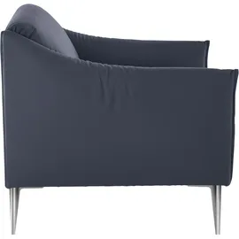 W.Schillig Cocktailsessel "sally", blau (blau z59), B:84cm H:78cm T:84cm, Longlife Xtra-Leder Z59: Glattleder mit modischer Prägung. Hautstärke 0, 9 - 1, 1 mm., Sessel, Cocktailsessel, mit Metallfüßen in Chrom glänzend
