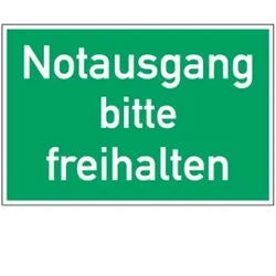 Schild Notausgang bitte freihalten, Kunststoff, 300x200 mm