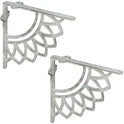 Relaxdays Regalträger, 2er Set, Gusseisen, Mandala-Motiv, antikes Design, Winkel für Regalbretter, Regalhalter, weiß