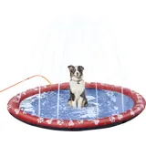 PawHut Hundepool für Hunde Ø170 cm, rutschfestes Planschbecken, Wassermatte für Garten & Camping, Spritz Wasserspiel Matte in Rot   Aosom.de