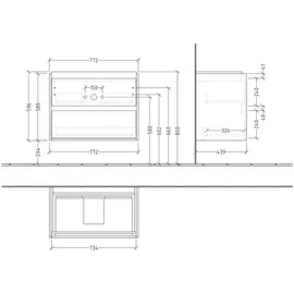 Villeroy & Boch Waschtischunterschrank 2 Auszüge 77,2 x 59,6 x 43,9 cm Nordic Oak