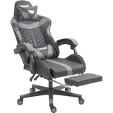 muwo "FusionX" Gamingstuhl mit Fußstütze 90°-170° verstellbare Rückenlehne, höhenverstellbar, abnehmbare Kissen, 360° drehbar, grau