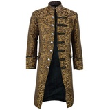 PPangUDing Mantel Herren Vintage Gothic Steampunk Einfarbig Langer Strickjacke Outwear,Retro Stehkragen Viktorianischen Mittelalter Verdickter Einreiher Karneval Uniform Kostüm Party Frack Jacke