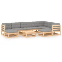 vidaXL Garten-Lounge-Set 10-tlg. natur/grau 3076809