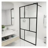 vidaXL Duschwand für Begehbare Duschen mit Hartglas Schwarz 115x195 cm
