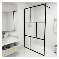 vidaXL Duschwand für Begehbare Duschen mit Hartglas Schwarz 115x195 cm
