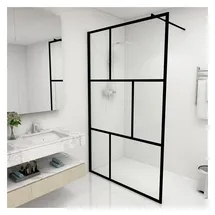 vidaXL Duschwand für Begehbare Duschen mit Hartglas Schwarz 115x195 cm