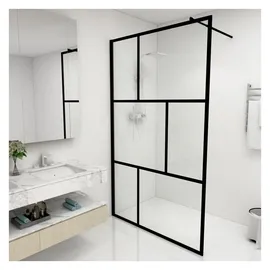 vidaXL Duschwand für Begehbare Duschen mit Hartglas Schwarz 115x195 cm