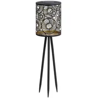Dehner Solar-Laterne Metall Kunststoff Ø 18,5 cm Höhe 69 cm Dämmerungssensor schwarz