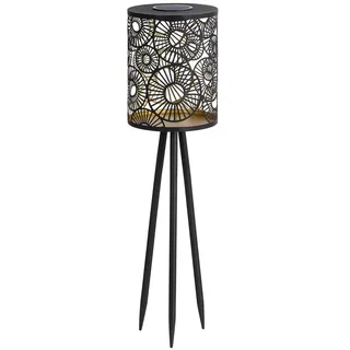 Dehner Solar-Laterne Metall Kunststoff Ø 18,5 cm Höhe 69 cm Dämmerungssensor schwarz
