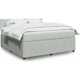 vidaXL Boxspringbett mit Matratze Hellgrau 180x200 cm Samt