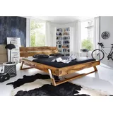 Balkenbett massiv Baumkante Bett Doppelbett Ehebett Massivholzbett Eiche 160x200