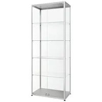 Showdown Displays Vitrine 80 cm breit doppeltürig silber, 80x200x40