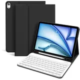 KVTVOU Tastatur Hülle für iPad Air 11 Zoll (2026 2025 2024), iPad Air 5. / 4. Generation (10,9 Zoll 2022 2020), Magnetisch Bluetooth Tastatur, QWERTZ-Layout, Weiche Stoßfeste TPU-Hülle, Schwarz