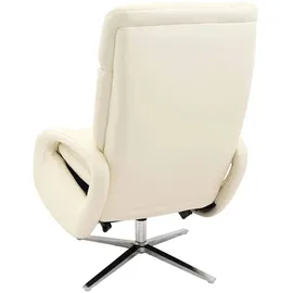 Mendler Relaxsessel HWC-L11, Design Fernsehsessel TV-Sessel Liegesessel, Liegefunktion drehbar, Voll-Leder ~ creme-weiß