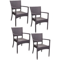 4x KONWAY® ROM Stapelsessel Schiefergrau Polyrattan Garten Sessel Stuhl Set grau