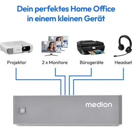 Medion S06e Mini PC 2023 5,1" 4K Ultra HD Intel N-Series N100 3,4 GHz 4 GB RAM 128 GB SSD Intel UHD Graphics Windows 11 Home
