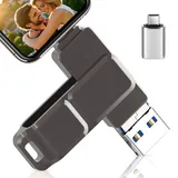 3-in-1 USB Stick 256gb Speicherstick mit USB-C Adapter für Phone/Android/Tablet/PC/Laptop, Externer Photostick– Effizientes Backup von Fotos/Daten/Dokumentieren, Kompatibel mit iOS und Android,Schwarz