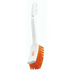 Haug ANTI BAC Stielbürste lang - dauerhafter, antibakterieller Schutz & Hygiene, weiß/orange