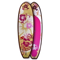 Runga-Boards SUP-Board Puaawai WOOD PINK Hard Board Stand Up Paddling SUP, Allrounder, (Set 9.5, Inkl. coiled leash & 3-tlg. Finnen-Set) 9.5 - 286 cm